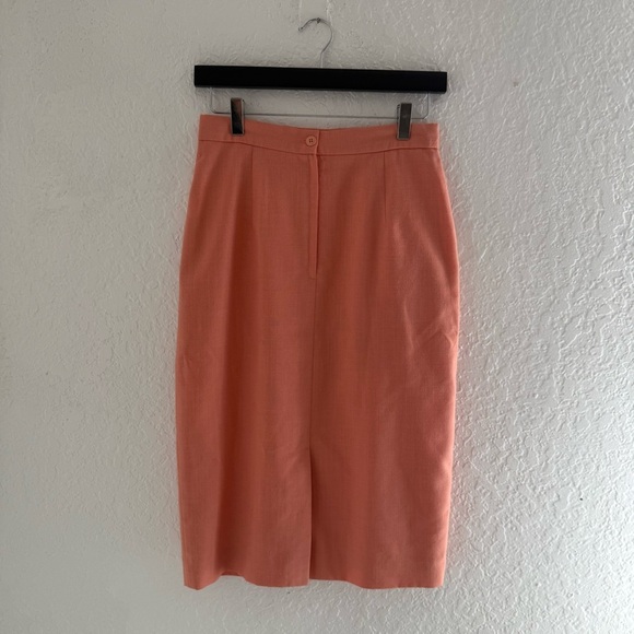 Vintage High Waisted Coral Midi Skirt - Picture 2 of 4
